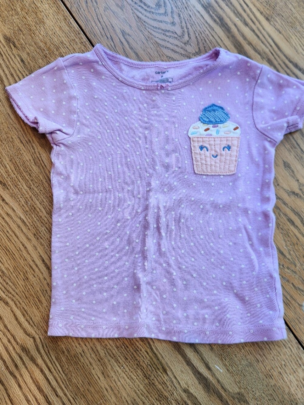 Carter's Light Purple Polka Dot Cupcake Applique Tee